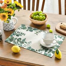 4pcs 30.48 X 45.72 Cm Eucalyptus Leaf Dining Table Placemats, Seasonal Rustic Washable Countryside Placemats For Spring And Summer - Green - View 1