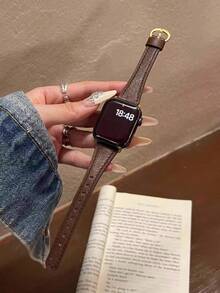 1PC Slim And Thin Leather Watchband Compatible With Apple Watch Band 42mm, 38mm, 40mm, 41mm 44mm 45mm, 46mm And 49mm A Stylish And Smart Watch Replacement Strap Series 9 8 7 6 5 4 3 2 1 SE Lady Wristband - Coffee Brown - View 14