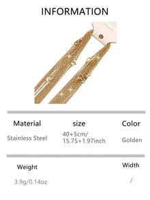 1pc Minimalist 18K Gold Plated Stainless Steel Delicate Chain, Suitable For Women To Layer With Other Pendants - Yellow Gold - View 5