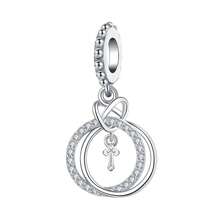 CYMYSS 1pc 925 Silver Plated Minimalist Fashion Cubic Zirconia Inlaid Double Circle Cross Pendant, Gift For Women On Valentine's Day/Birthday - Multicolor - View 8