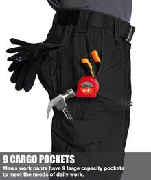 Men's Work Pants, Tear-Resistant, Waterproof, Hiking, Work Pants, Outdoor Multi-Pocket Military Tactical Pants (Without Belt)           Hiking Pants Men,Cargo Pants Men - màu đen - Xem 8