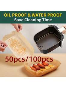 100/50 miếng lót nồi chiên không dầu, giấy nến chống dính dùng một lần, chống dầu và chống thấm nước, tương thích với nồi chiên không dầu 3-8 lít, lý tưởng để nướng, quay và nướng thịt. - Nhiều màu - Xem 11
