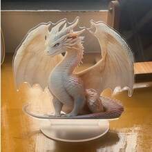 1pc Colorful Blue-Eyed Dragon Sculpture, Acrylic Fantasy Desktop Decor - Realistic Design With Vibrant Scales, Ideal For Home, Office And Outdoor Spaces, Perfect Valentine's Day Gift - Multicolor - View 7