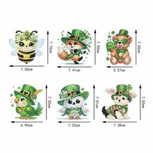 6 件装钻石画冰箱贴，圣帕特里克节钻石画装饰，DIY 钻石画磁铁套装，适用于 DIY 手工艺品、礼品、冰箱、邮箱装饰 - 查看 6