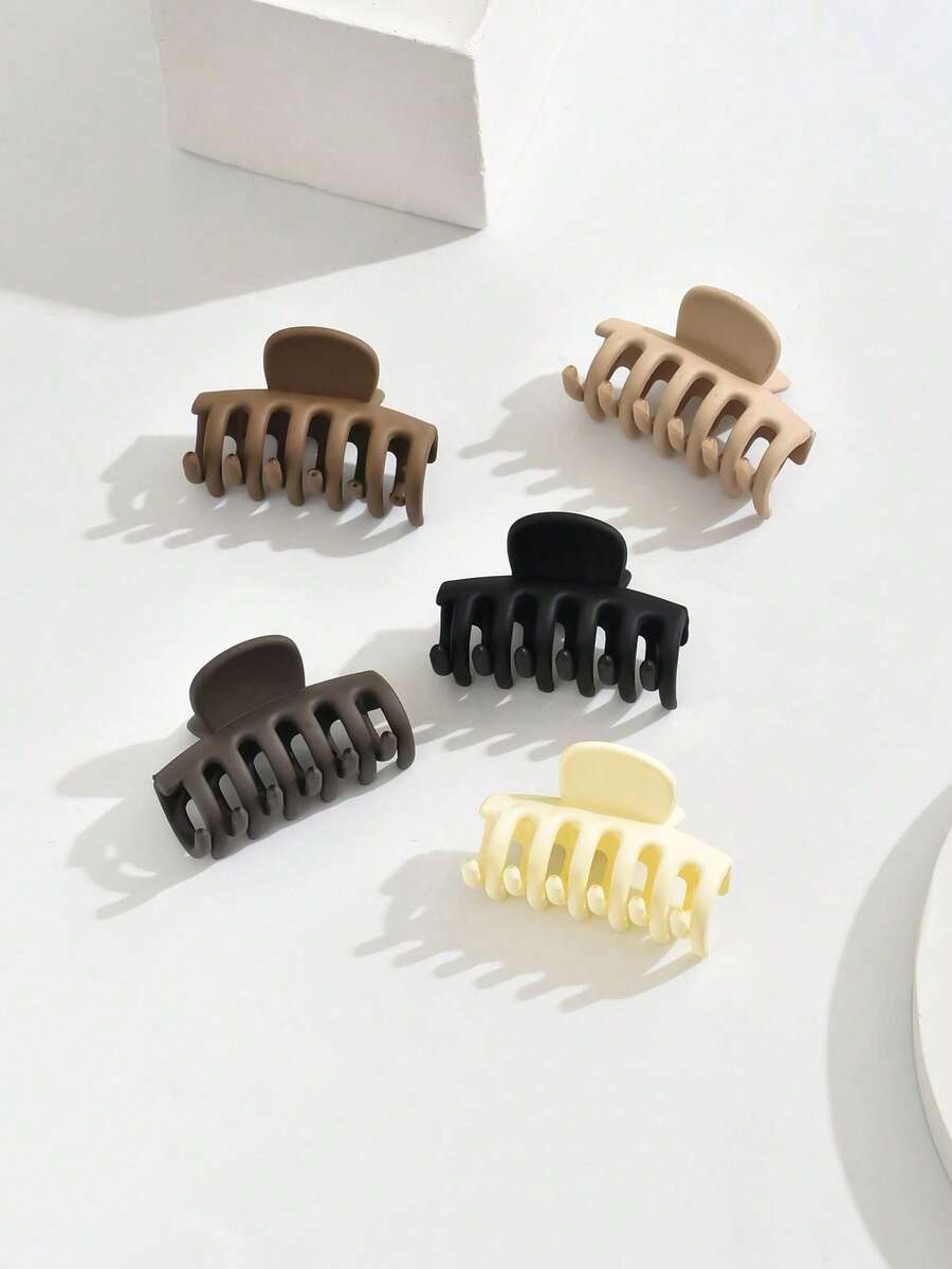 6pcs Random Color Matte Hair Claw, Small Size Suitable For Fine Hair, Hair Accessories Beach Claw Clips Boho Hair Clips Vacation Hair Clutch Summer,Holiday,Travel,Festival,Party - Blooming Plumeria - View 1