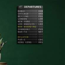 1pc Framed Canvas Airport Departures Board - Black & Yellow Travel-Themed Wall Art With Flight Information, Perfect For Office, Lounge, Or Home Decor, Office Wall Art | Bold Typography Art | Durable Canvas, Canvas Wall Art - 有框架 - 查看 6