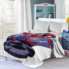 Marvel Spider-Man Theme Flannel Blanket, Featuring The Classic Red And Blue Superhero Costume, Warm And Soft, Suitable For Sofa Cover, Nap Blanket, Bedding Decor And More - White - View 4