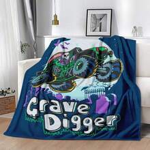 1PC 3D Monster Jam Monster Truck Cartoon Blanket, Edgy Gift For Motorsports Fans, Themed Man Cave Decor, Retro Sci-Fi Party Accent & Race Day Souvenir,Soft Throw Blanket For Home Bedroom Bed Sofa Picnic Travel Office Cover Blanket, Multiple Sizes 50x60 To 60x80 Inches - Nhiều màu 5 - Xem 3