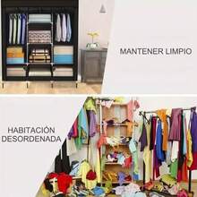 1pc Spacious & Elegant Multi-Layer Multi-Compartment Wardrobe, Large Capacity Easy Assembly, With Hanging Rod & Shelves - Sturdy Frame & Non-Woven Fabric, Simple Freestanding Clothes Storage Cabinet - Multicolor - View 5