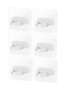 6 piezas de ganchos adhesivos con forma de anillo, soportes para barras de cortina montados en la pared, sin necesidad de perforar, adecuados para colgar gel de ducha, estantes de almacenamiento de cocina y baño - transparente - Ver 11