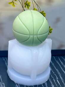 1pc New Basketball Shaped Silicone Candle Mold - Football DIY Plaster And Resin Crafts, Reusable Home Decor Art Mold - A-White - View 5
