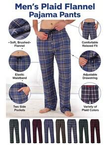 (4 Pack) Men's Cotton Knit Flannel Plaid Lounge Pajama Pants - Multicolor - View 4