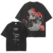 Choso Blood Manipulation JJk  Anime Manga 2 Sided Washed T-Shirt, Cotton Unisex Graphic Tee 90s TopHX0001 - 黑色 - 查看 12