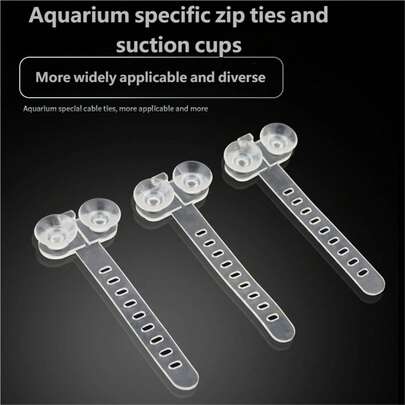 Aquarium Accessories Suction Cup Cable Ties: Used For Organizing Air Tubes And Water Pipes, Fixing Decorative Elements, And As Suction Cup Stands. Suitable For Aquariums Of Various Sizes.