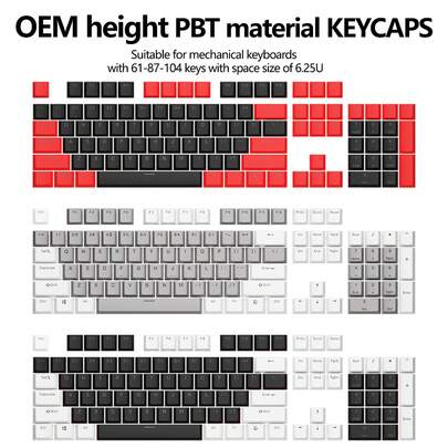 PBT Material OEM Profile Keycaps, Grey Red Black White Mixed Color, Fit Most 6.25U Spacebar & Cross Switch (Cherry MX Switch) Mechanical Keyboards, Compatible With 61/87/104-Key Mechanical Keyboards