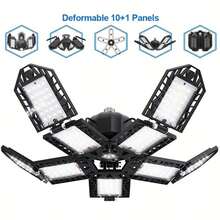 1/2pcs Led Garage Light 180W, 36000LM Garage Lights Ceiling LED With E26/E27 Medium Base, 6000K Deformable LED Shop Lights With 10+1 Adjustable Panels For Garage, Workshop, Attic, Basemen - Màu đen - 2 chiếc - Xem 4