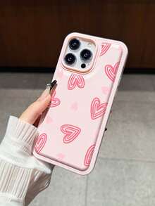 Ốp điện thoại bằng da có vân, họa tiết hình trái tim màu hồng, chống rơi vỡ, tương thích với Apple 17/16 Pro Max, 14/13, 16, 12, 11 Pro Max, XS Max, X, XR, 8, 7, 14 Plus. Có thể dùng làm quà sinh nhật, quà cho bạn gái, bạn trai hoặc dùng cho chính mình. - Hồng - Xem 4