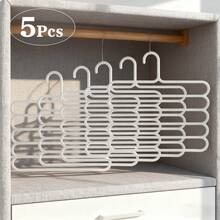 5Pcs Multi Layers Pants Hanger Space-Saving Pants Organizer Closet Trousers Scarves Storage Rack(White:31cm X 30.5cm) - 白色 - 查看 9