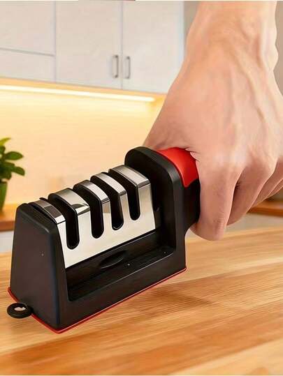 1pc Professional Knife Sharpener | Tungsten Carbide, Diamond & Ceramic Sharpening Stones, Plastic Material, No Electricity Needed, Gift Box Packaging