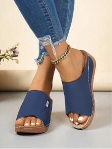 Sandalias de playa de moda para mujer, zapatillas casuales para exteriores - Azul - Ver 2