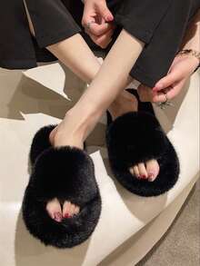 2026 New Women's Winter Thick Sole High Heel Fluffy Slippers, Furry House Slippers, Platform Office Slippers - Women's Slippers - View 7