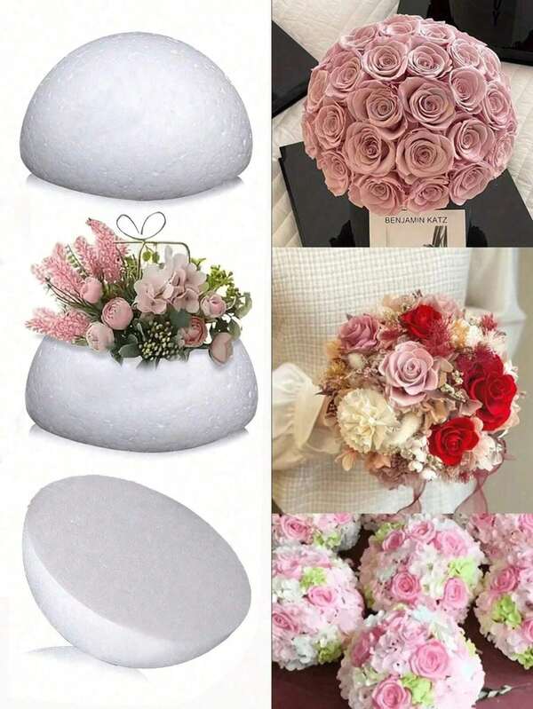 1pc White Solid Foam Hemisphere, Polystyrene Foam Half Ball, Semi-Sphere Christmas Craft Ball, Handmade DIY Flower Arranging, Wedding Decor, Cake Mold, Mall Decoration, Wedding Scene Ball, DIY Painting Early Education Solar System Half Round Foam Ball, Flower Arranging Foam Ball, Half Round Ball Wedding Aisle Floral, Flower Arranging Ball, Wedding Prop