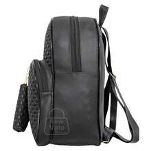 Women's Backpack, Reinforced Small Backpack With Beautiful Exclusive Coin Purse + Pompom Keychain - Black - View 3