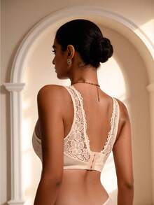 Áo ngực Temptuelle 1 chiếc dành cho nữ, kiểu dáng thường ngày, thêu ren, cổ chữ V sâu, không gọng, thoáng khí. - Màu be - Xem 3