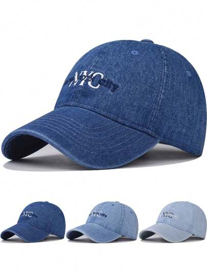 1顶纽约市刺绣棒球帽，男女通用，街头休闲帽，适合旅行、海滩、度假。