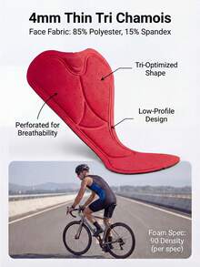 LEOPATRIX 男士铁人三项连体服，适合铁人三项运动的骑行、游泳、跑步一体式服装 - 黑色 - 查看 6