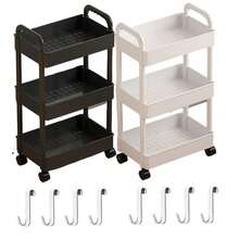 3 - Tier Rolling Storage Cart With Wheels, Multi - Layer Utility Trolley Organizer With Perforated Shelves & Divided Baskets, Easy - Move Storage Solution For Bathroom, Kitchen, Office, Bedroom, Quick Assembly & Space - Saving Design.Portable Organizer, Kitchen Island Cart, Bathroom Storage Trolley, Home Organization, Space Saver.Bookshelf,Organziers Storage,Rolling Cart,Bathroom Accesssories,Bathroom Storage,Bathroom Decor,Organziers Storage,Room Decor,Kitchen Essentials - 白色 - 查看 4