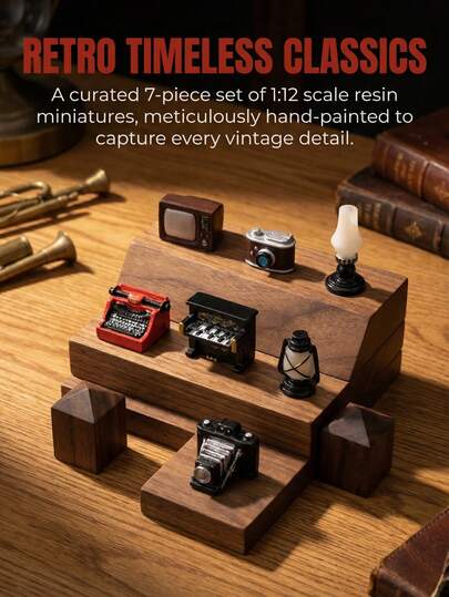 1 Set Vintage Mini Home Decor, Realistic TV/Camera/Piano/Typewriter Model, Dollhouse Scene Decoration Accessories, Photography Prop Desktop Decor