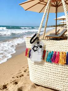 Bell-Shaped Star-Shaped Hanging Card Holder, Cardholder, Retractable Plastic Spring Card Strap Keychain - Cute And Practical, With A Removable, Wipeable Sliding Cover, Key Ring, And Detachable Lanyard/Pendant - Heavy-Duty Transparent Card Holder - Multicolor - View 2