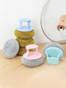 3/6/10个装可拆卸圆形锅刷，厨房锅碗瓢盆清洁海绵，不刮伤洗碗刷清洁球 - 多色 - 查看 3