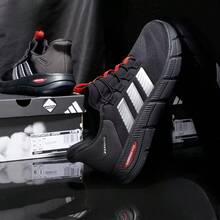 Adidas 阿迪達斯健步鞋一腳蹬男女同款2026年新款春季休閒通勤鞋 - 黑色/紅色 - 查看 1
