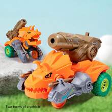 Đồ chơi xe khủng long biến hình không cần pin, phóng bằng quán tính, có thể biến hình thành khủng long ba sừng (Tceratops), bao gồm cả chế độ xe và khủng long, đồ chơi tương tác phù hợp cho bé trai. - Nhiều màu - Xem 13