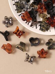 10/20/30pcs Amber Transparent Multi-Style Geometric Small Hair Clips, Leopard Print Elegant Hair Claws, Women Bangs Clips, Hair Claw, Minimalist Versatile Hair Accessories - Multicolor - View 7