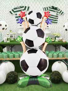 1PC/2Pcs Standing 5-Star Football, Football Balloon, Suitable For Football Field Decoration, Sports Theme Party Supplies, Birthday Party Decoration, Football Theme Party, Sports Event Party Supplies - Multicolor - View 3