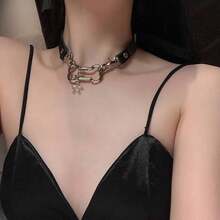 ​ ​ Sweet Cool Style Leather Bell Collarbone Chain Niche Design Cat Claw Bone Pendant Necklace Spicy Girl Y2K Fashion Accessory Halloween Party Gift ​ ​ - 骨頭項圈 - 查看 5