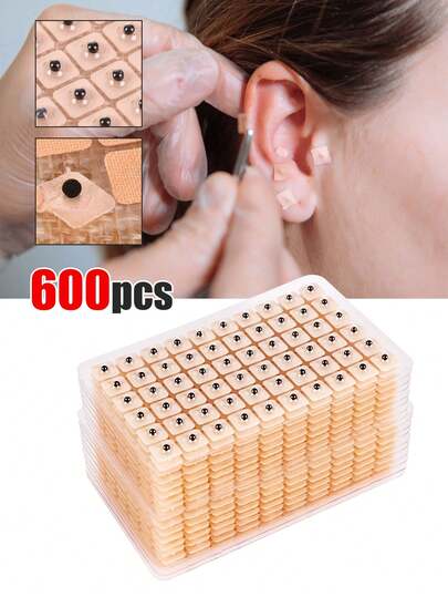600 pièces Autocollants d'acupression pour les oreilles, autocollants de graines de massage pour la relaxation et le massage des points d'acupression, patch d'acupression pour les oreilles, patch d'oreille, pour le patch de stimulation par acupression, massage des oreilles - Unisexe
