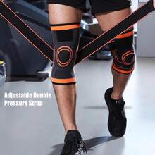 Unisex Knee Support Wrap For Meniscus Protection | Compression Straps For Cycling, Workout & Sports | Adjustable Athletic Knee Brace For Riders - Orange - View 7