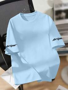 Teenage Boys' LA Print Round Neck T-Shirt, Casual & Soft Summer Top - Baby Blue - View 2