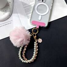 Cordão curto para celular em couro preto minimalista de luxo com detalhe de pérola e pingente de pele sintética. Alça resistente e versátil para celular, ideal para viagens, atividades ao ar livre, chaveiro, presente de aniversário, casamento e festas. - Multicolorido - Ver 5