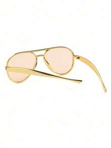 1pc Fashionable Retro Gold-Framed Fashion Glasses, Suitable For Outdoor Use - Multicolor - View 3