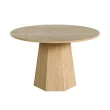 Round Dining Table, 120 X 120 Cm, Ideal For 4 To 6 People, Classic Design, Minimalist Scandinavian Style, Oak Finish - Black - View 10
