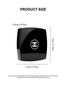 CHANEL Black Portable Dual-Fold Makeup Mirror, Square Shaped With Iconic CC Logo, 180 Degree Rotation, Compact Travel Mirror - Black - View 3