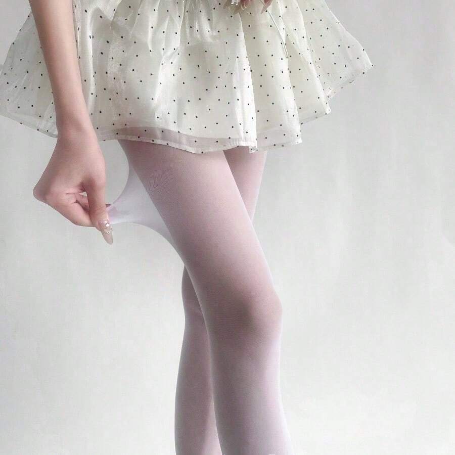 Spring Summer New Sheer Velvet Pantyhose Women Candy Color Sheer Nude Tights Y2K Sexy E-Girl Soft High Waist Hosier - trắng - Xem 1