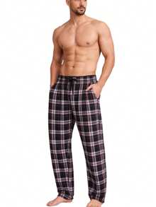 (4 Pack) Men's Cotton Knit Flannel Plaid Lounge Pajama Pants - Multicolor - View 3