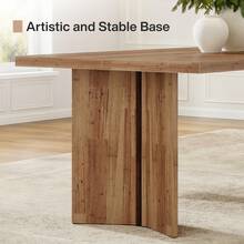 LITTLE TREE 160cm Farmhouse Rectangular Dining Table, 4-6 Seater Wooden Kitchen Table With Large Tabletop & Heavy Duty Legs For Home Dining Room - Light Brown - View 8