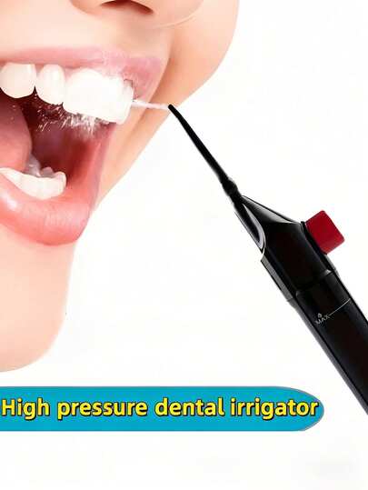 家用手动高压冲牙器 - 便携式手动高压水牙线，无需电池/电源，冲牙器，口腔卫生维护，牙菌斑去除工具，符合人体工程学设计的轻巧冲牙器，坚固耐用，可靠的冲牙器，适合家庭用户和旅行者使用。